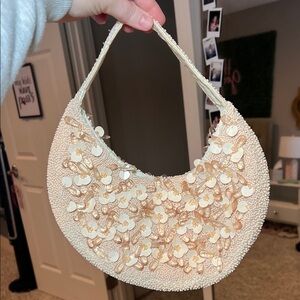 Viral TRENDING Elegant Cream Beaded Women's shoulder bag